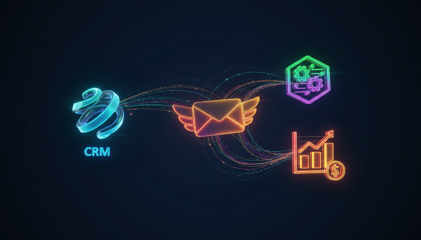 To illustrate the concept of software integration, where different tools (like CRM, email, finance) work together automatically, as mentioned in the examples section.